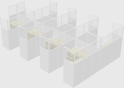 Shared l-shaped cubicle