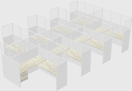 Shared l-shaped cubicle