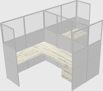 Shared l-shaped cubicle