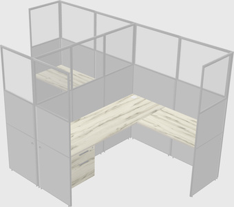 Shared l-shaped cubicle