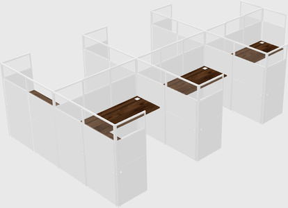 Shared l-shaped cubicle