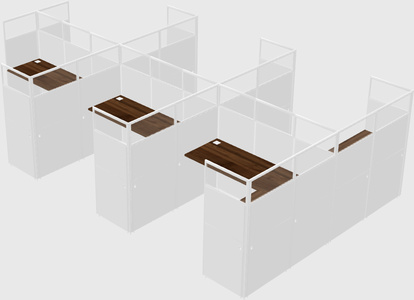 Shared l-shaped cubicle