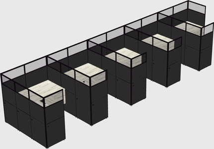 Shared l-shaped cubicle