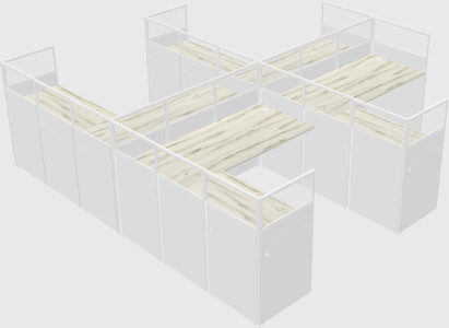 Shared l-shaped cubicle
