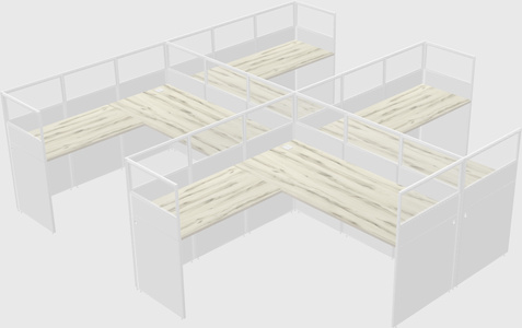 Shared l-shaped cubicle