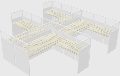 Shared l-shaped cubicle