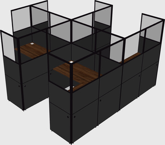 Shared l-shaped cubicle