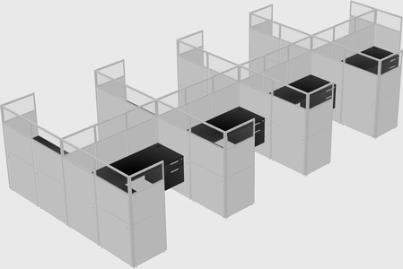 Shared l-shaped cubicle