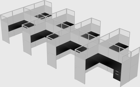 Shared l-shaped cubicle