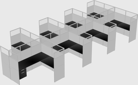 Shared l-shaped cubicle