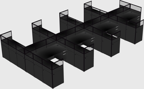 Shared l-shaped cubicle