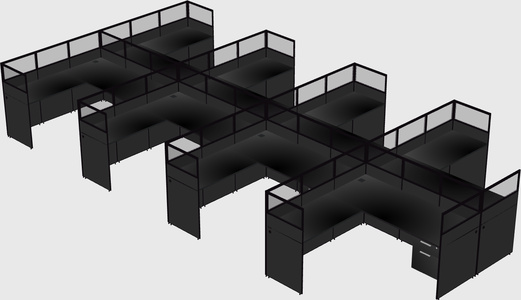 Shared l-shaped cubicle