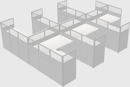 Shared l-shaped cubicle