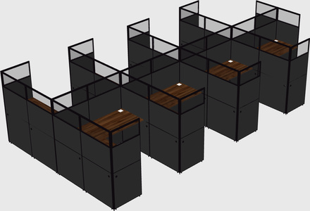 Shared l-shaped cubicle