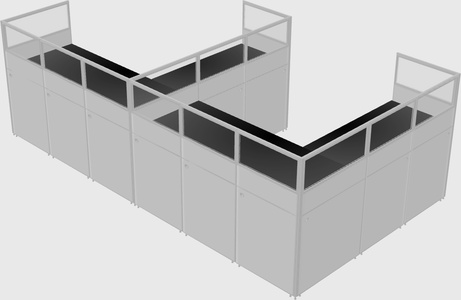 Shared l-shaped cubicle