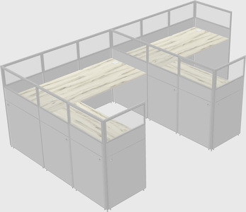 Shared l-shaped cubicle