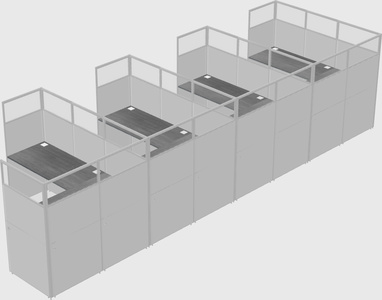 Shared l-shaped cubicle
