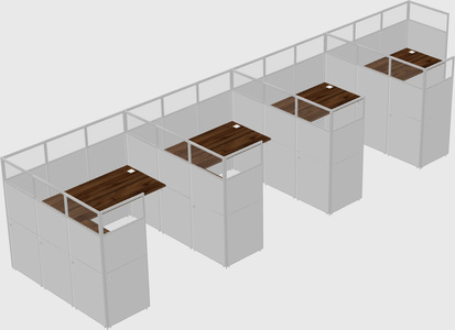 Shared l-shaped cubicle