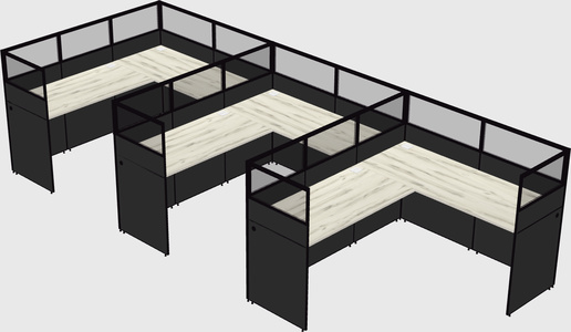 Shared l-shaped cubicle