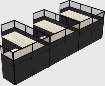 Shared l-shaped cubicle