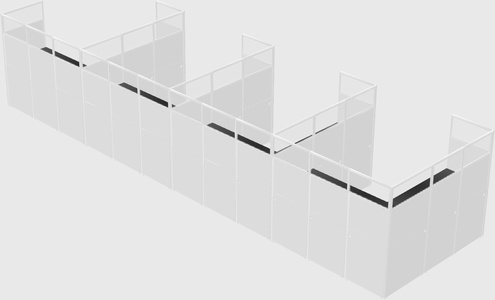 Shared l-shaped cubicle