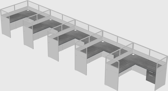 Shared l-shaped cubicle