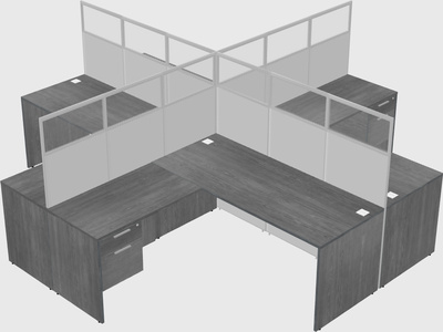 Shared l-shaped cubicles