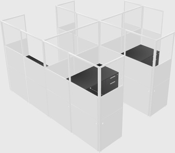 Shared l-shaped cubicle