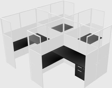 Shared l-shaped cubicle