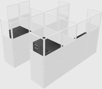 Shared l-shaped cubicle