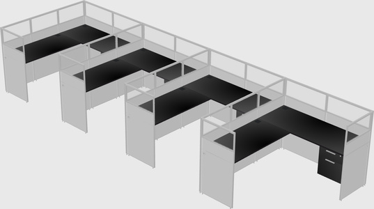 Shared l-shaped cubicle
