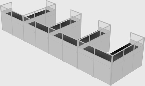 Shared l-shaped cubicle