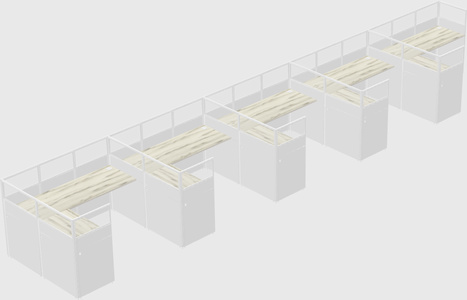 Shared l-shaped cubicle