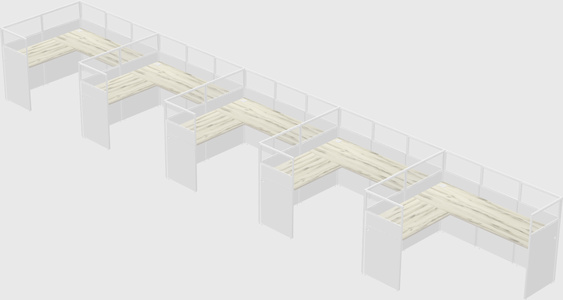Shared l-shaped cubicle