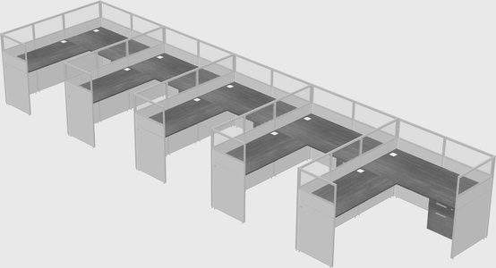 Shared l-shaped cubicle