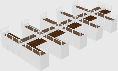 Shared l-shaped cubicle