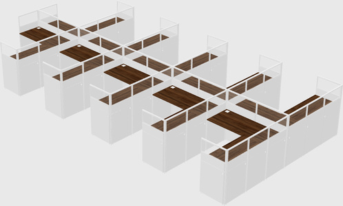 Shared l-shaped cubicle