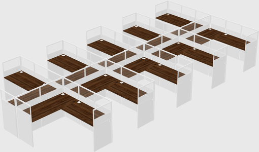 Shared l-shaped cubicle