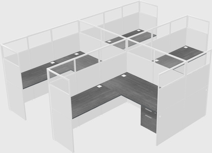 Shared l-shaped cubicle