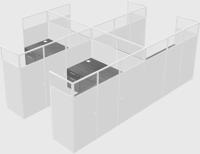 Shared l-shaped cubicle