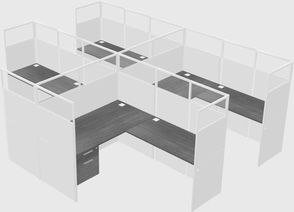 Shared l-shaped cubicle