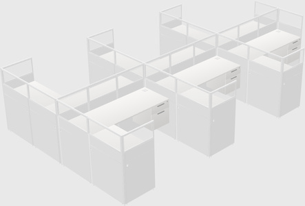 Shared l-shaped cubicle