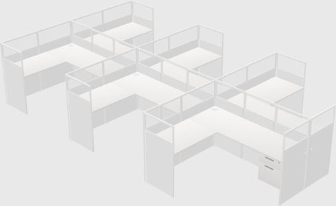 Shared l-shaped cubicle