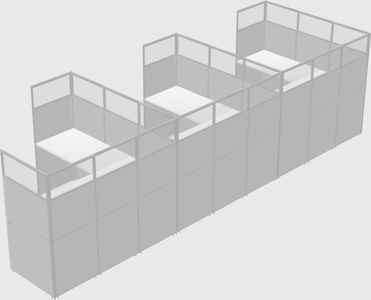 Shared l-shaped cubicle