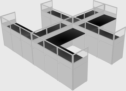 Shared l-shaped cubicle