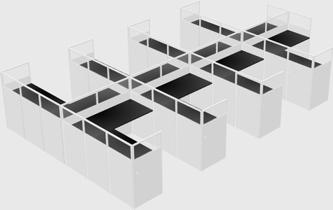 Shared l-shaped cubicle