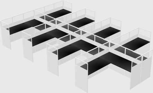 Shared l-shaped cubicle