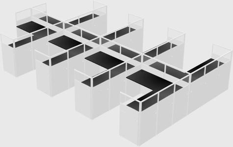 Shared l-shaped cubicle