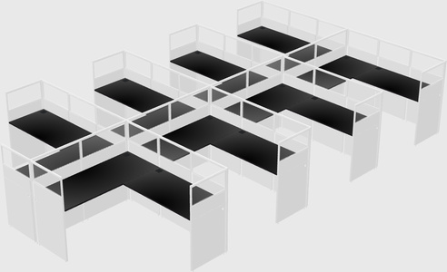 Shared l-shaped cubicle