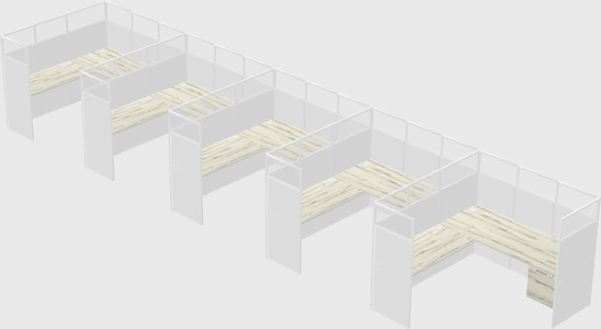 Shared l-shaped cubicle